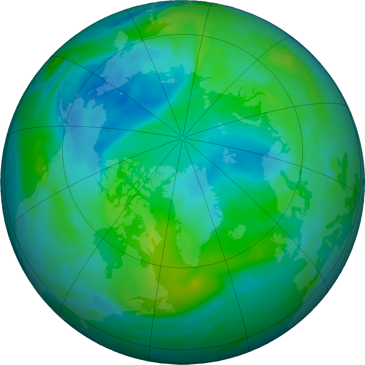 Arctic ozone map for 09 September 2018